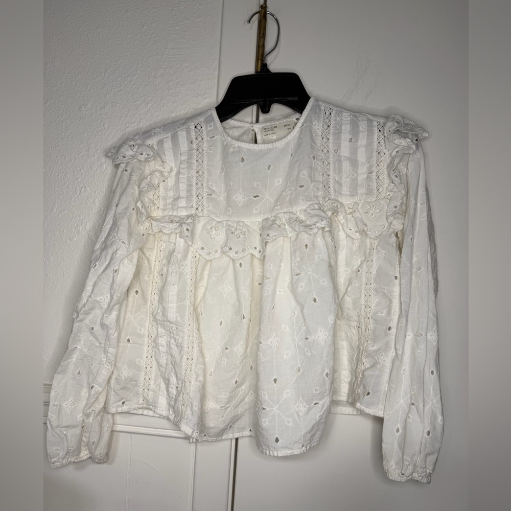 Zara Kids White Eyelet Blouse size 10